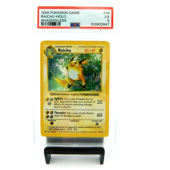 1999 RAICHU-HOLO Shadowless #14 PSA 5 Pokemon Card Game